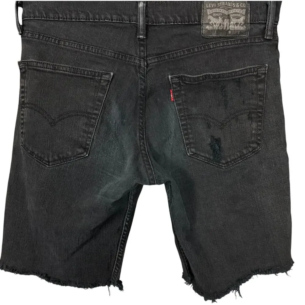 Levis' 511 Black Cutoff Jean Shorts Men's 32 Raw Hem Distressed Pocket 10